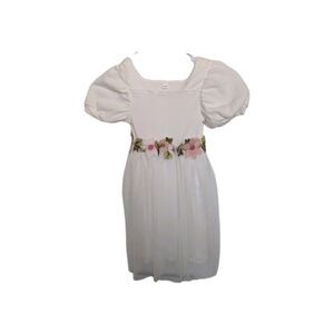 Dress Girls Size 3-4  White Tulle Dress Holiday Celebration Flowers Wedding Gift